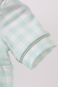 Green football french knot gingham bubble
