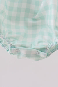 Green football french knot gingham bubble