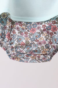 Blue Floral Bow Applique Bubble