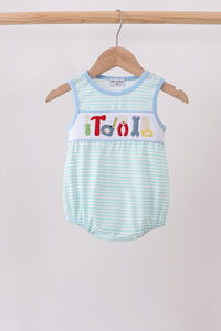 Blue Tool Smocked Stripe Bubble - Soft and Breathable