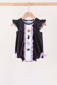 Black ghost spider embroidery ruffle bubble - The Palm Beach Baby