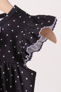 Black ghost spider embroidery ruffle bubble - The Palm Beach Baby