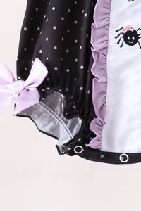 Black ghost spider embroidery ruffle bubble - The Palm Beach Baby