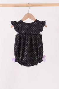 Black ghost spider embroidery ruffle bubble - The Palm Beach Baby