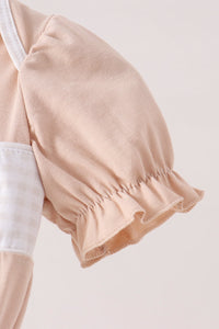 Khaki Pumpkin Embroidered Gown - The Palm Beach Baby