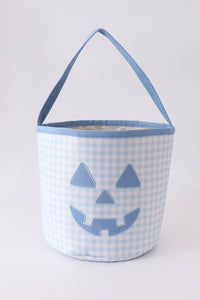 Blue Pumpkin Applique Gingham Basket