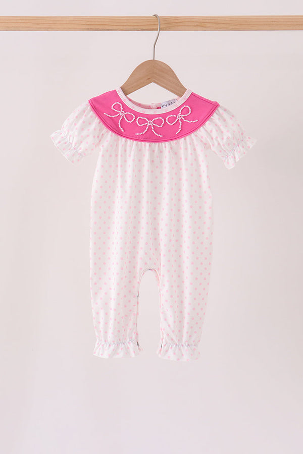 Pink bow pearl romper - The Palm Beach Baby