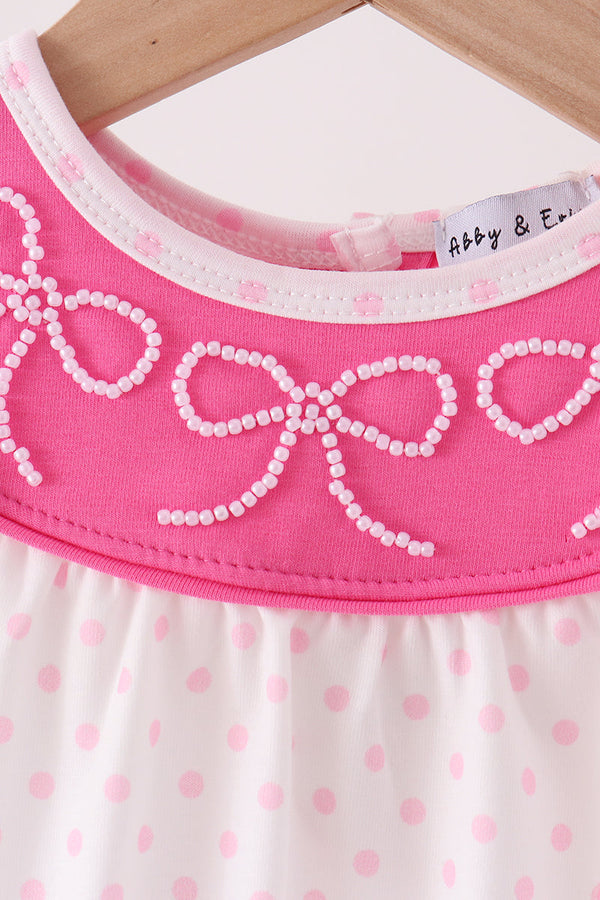 Pink bow pearl romper - The Palm Beach Baby