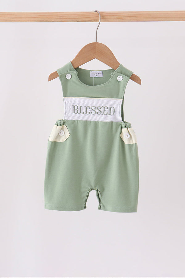 Sage Blessed Smocked Jon Jon - The Palm Beach Baby