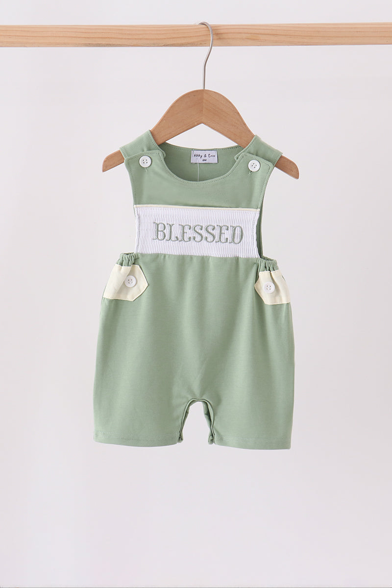Sage Blessed Smocked Jon Jon - The Palm Beach Baby