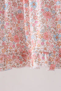 Pink floral bloomers set with ruffled hem, featuring soft breathable fabric and charming autumn floral print for baby girl.
