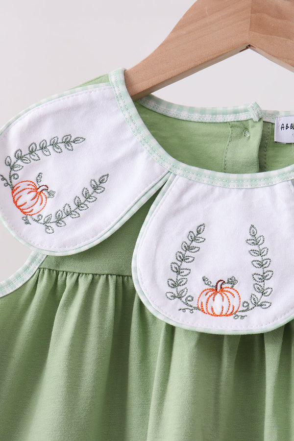 Sage Pumpkin Embroidered Ruffle Pants Set - The Palm Beach Baby
