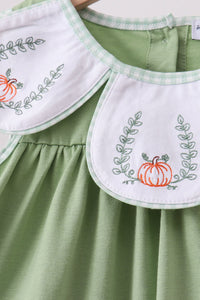 Sage Pumpkin Embroidered Ruffle Shorts Set