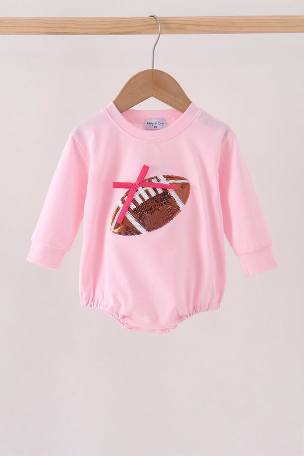 Pink football bow sequin bubble - The Palm Beach Baby