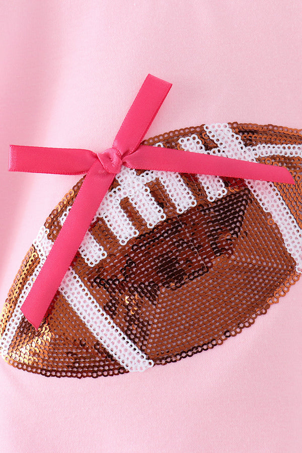 Pink football bow sequin bubble - The Palm Beach Baby