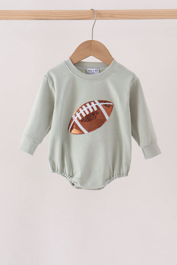 Sage football sequin bubble - The Palm Beach Baby