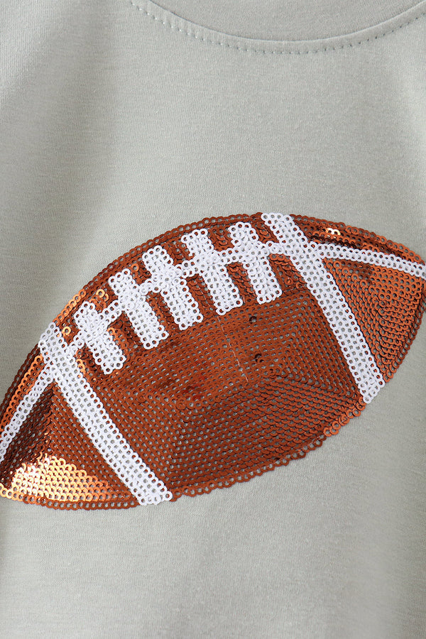 Sage football sequin bubble - The Palm Beach Baby