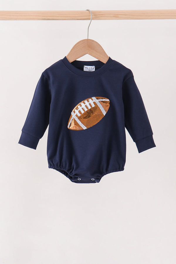 Navy football sequin bubble - The Palm Beach Baby