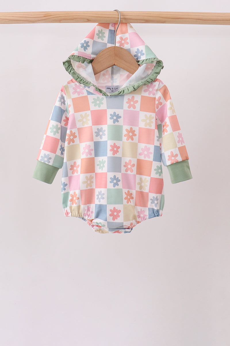 Pastel Daisy Checkerboard Hoodie Bubble - The Palm Beach Baby Abby & Evie