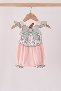 Pink Pumpkin Bow Appliqué Ruffle Bubble