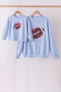Rah! Rah! Boca Blue Football Sequin Mom & Me Pullover Top
