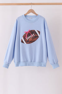 Rah! Rah! Boca Blue Football Sequin Mom & Me Pullover Top
