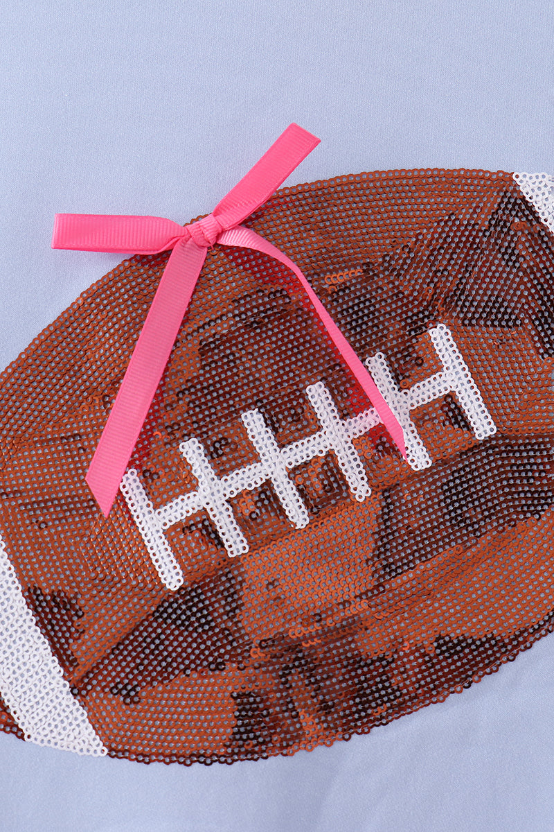 Rah! Rah! Boca Blue Football Sequin Mom & Me Pullover Top