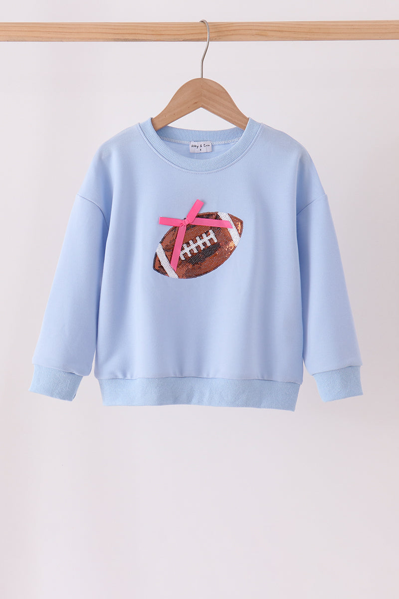 Rah! Rah! Boca Blue Football Sequin Mom & Me Pullover Top