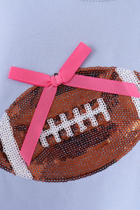 Rah! Rah! Boca Blue Football Sequin Mom & Me Pullover Top