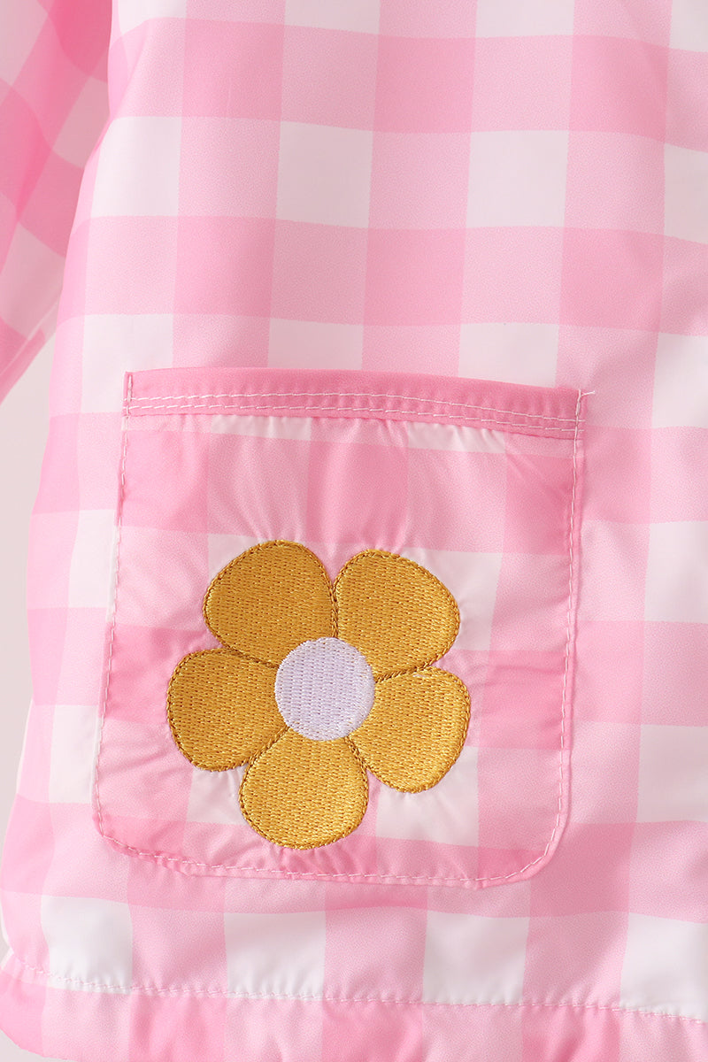 Pink floral embroidery gingham raincoat - The Palm Beach Baby