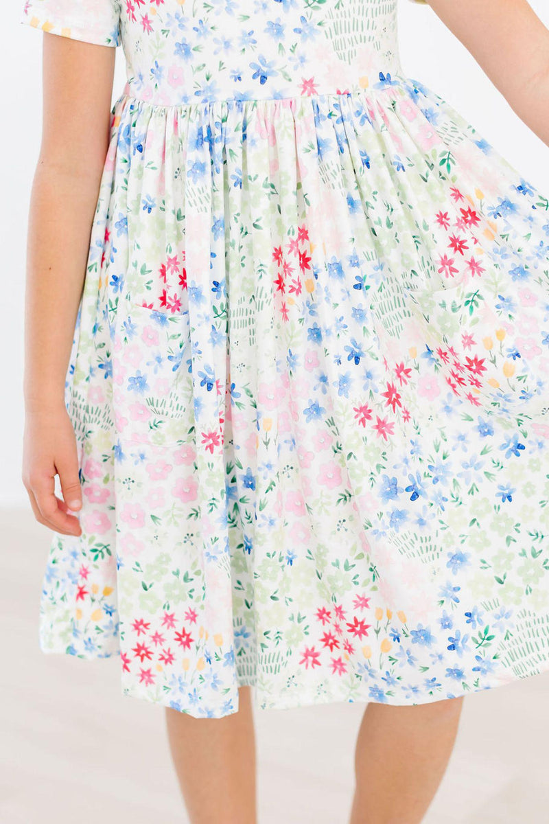 Sunshine Meadows Short Sleeve Pocket Twirl Dress