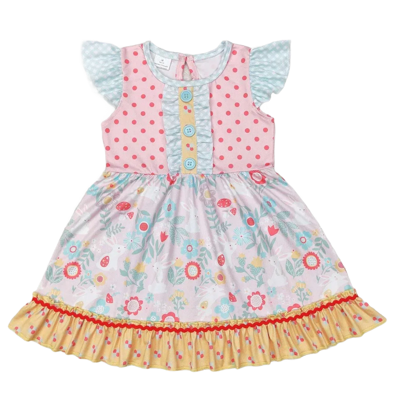 Boho Girls Dress - "Floral Cutie" Spring Dress with Butterfly Sleeves - The Palm Beach Baby