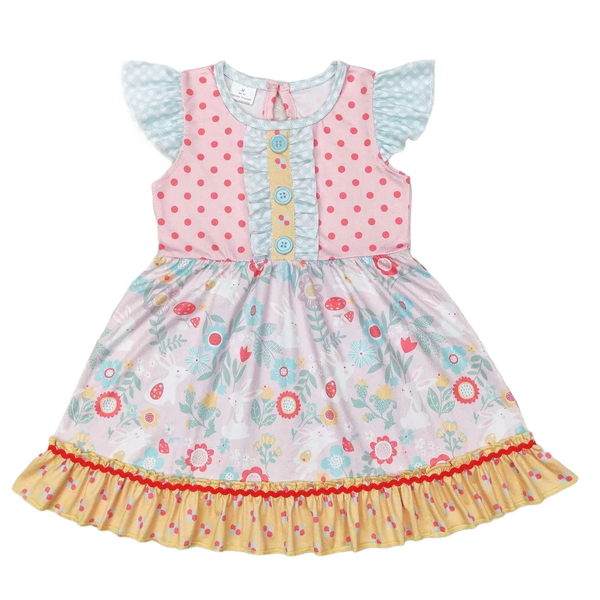 Boho Girls Dress - "Floral Cutie" Spring Dress with Butterfly Sleeves - The Palm Beach Baby