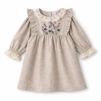 Embroidered Wildflower Linen Dress With Lace Trim - The Palm Beach Baby