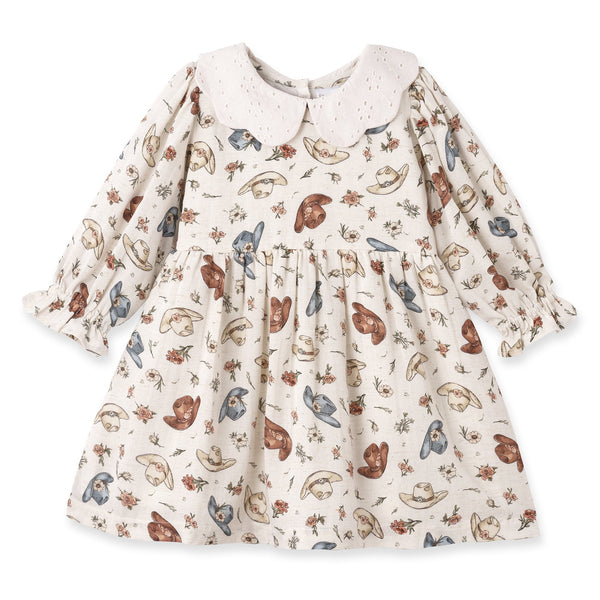 Larkspur Prairie Linen Western Dress With Eyelet Collar - The Palm Beach Baby