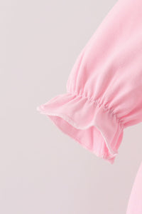 Pink Lil sister embroidery ruffle bubble