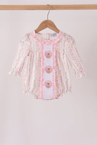Pink Floral Turkey Embroidered Ruffle Bubble