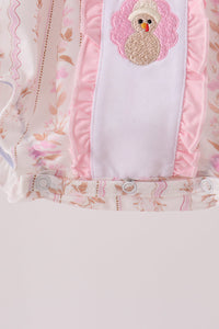 Pink Floral Turkey Embroidered Ruffle Bubble