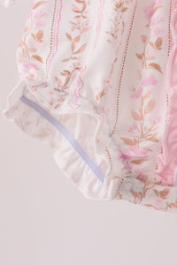 Pink Floral Turkey Embroidered Ruffle Bubble