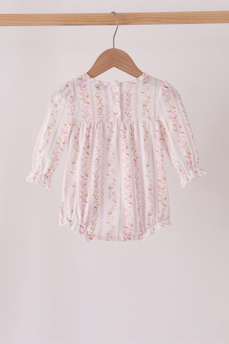 Pink Floral Turkey Embroidered Ruffle Bubble