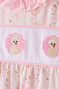 Pink Floral Turkey Embroidered Ruffle Bloomer Set