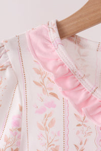 Pink Floral Turkey Embroidered Ruffle Bloomer Set