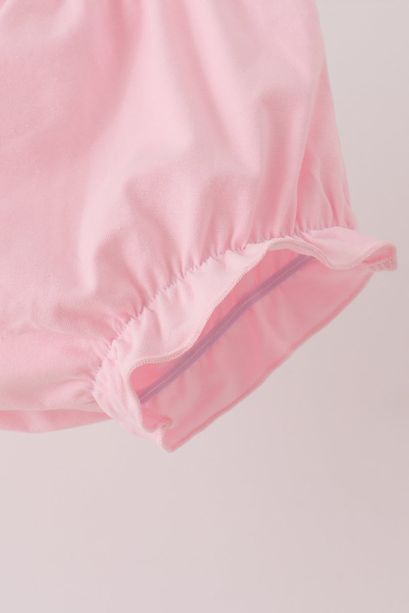 Pink Floral Turkey Embroidered Ruffle Bloomer Set