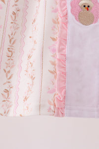 Pink Floral Turkey Embroidered Ruffle Dress