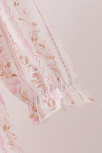 Pink Floral Turkey Embroidered Ruffle Dress
