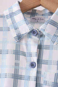 Blue Plaid Button Done Shirt