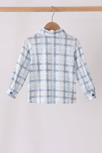 Blue Plaid Button Done Shirt