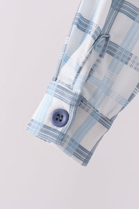 Blue Plaid Button Done Shirt