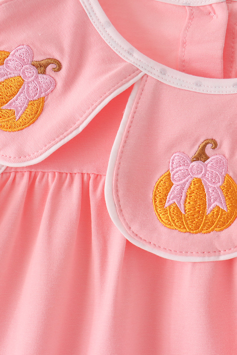 Pink Pumpkin Embroidered Bloomer Set for Little Girls - The Palm Beach Baby