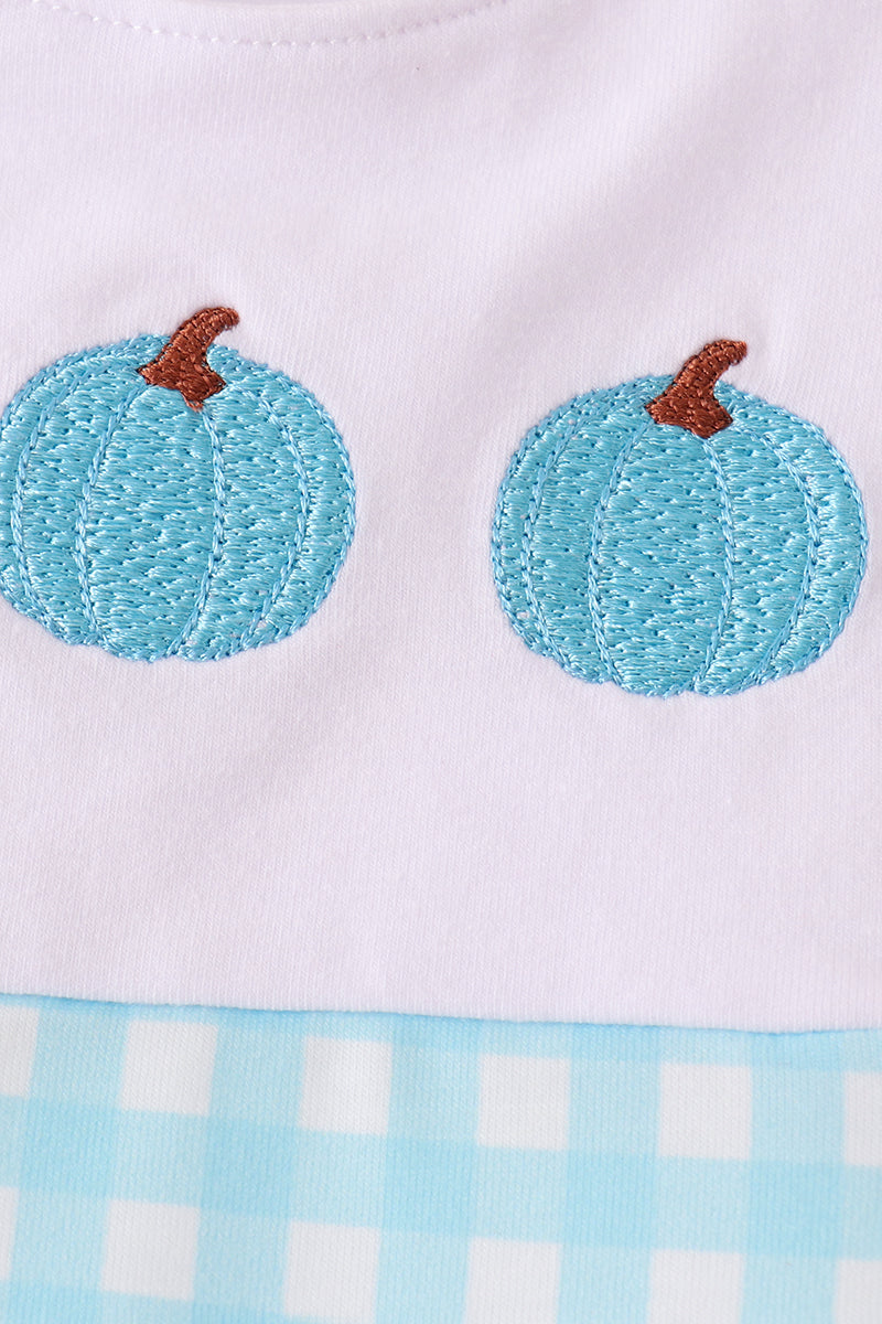 Blue Pumpkin Embroidered Gingham Jon Jon